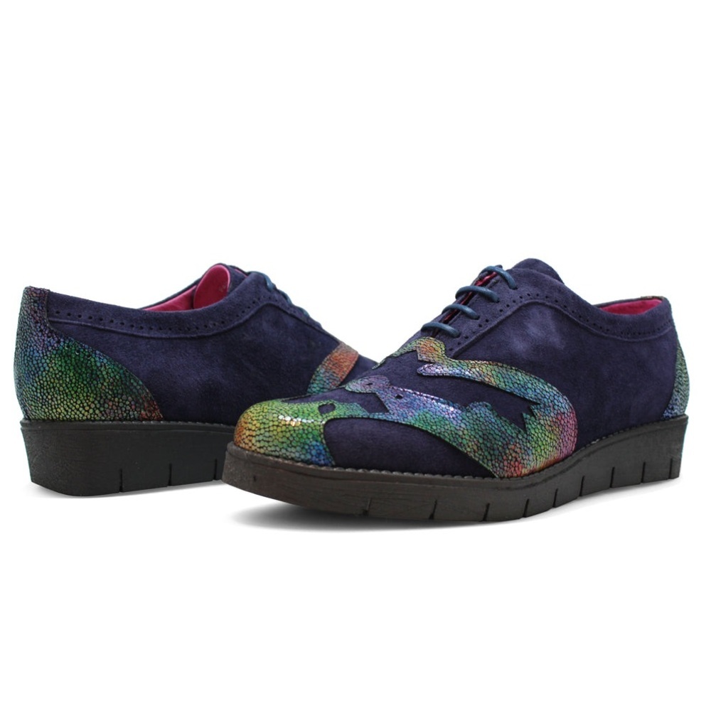 Chanii B. Blanc - Navy Multi lace shoe- 39- Colorful Women's Oxford Shoes